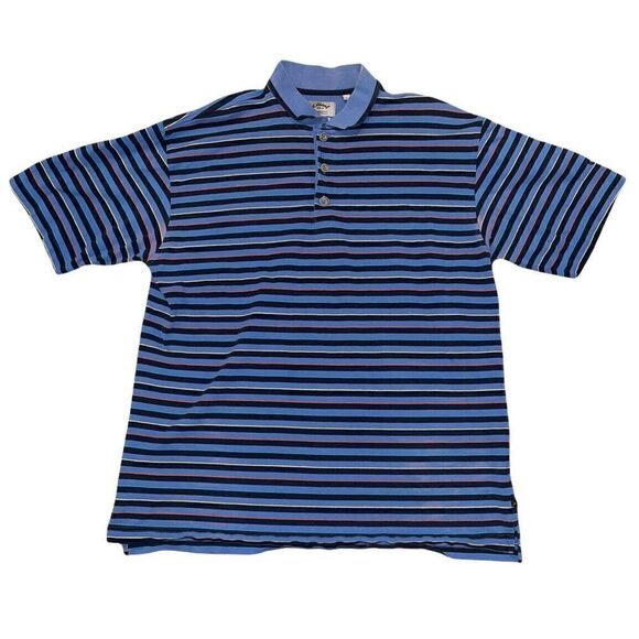 Callaway Golf Sport Men’s Vintage Blue Striped Polo Short Sleeve Shirt Size L - Picture 1 of 5